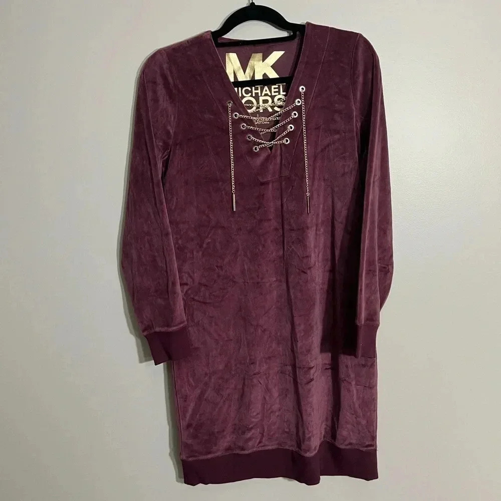 MK Michael Kors Plum Velour Dress Size‎ S